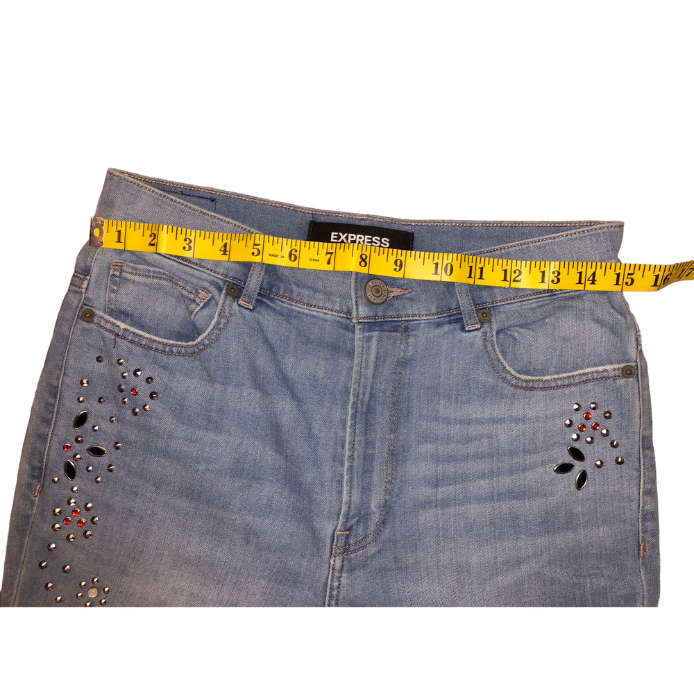 Express Rhinestone High Rise Stretch Ankle Legging Jeans - Picture 7 of 7